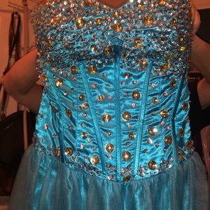 Prom baby blue long dress